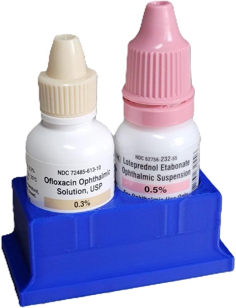 Znet3D Eye Drop Bottle Organizer, 2-Slot Stand (Blue) - Image 1
